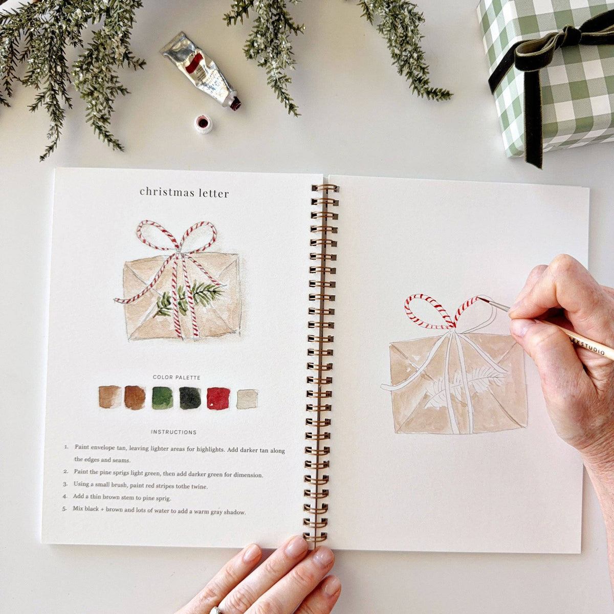 Classic Christmas watercolor workbook