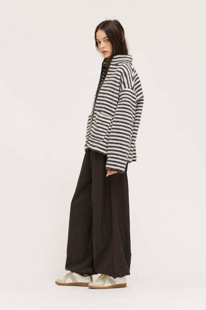 STRIPE ZIP-UP FLEECE JACKET
