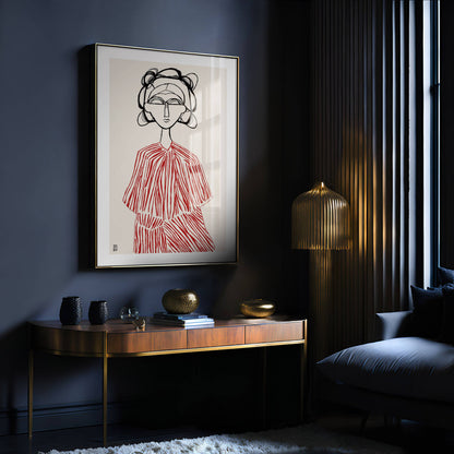 Abstract Portrait Art Print: Minimalist Sketch Illustration