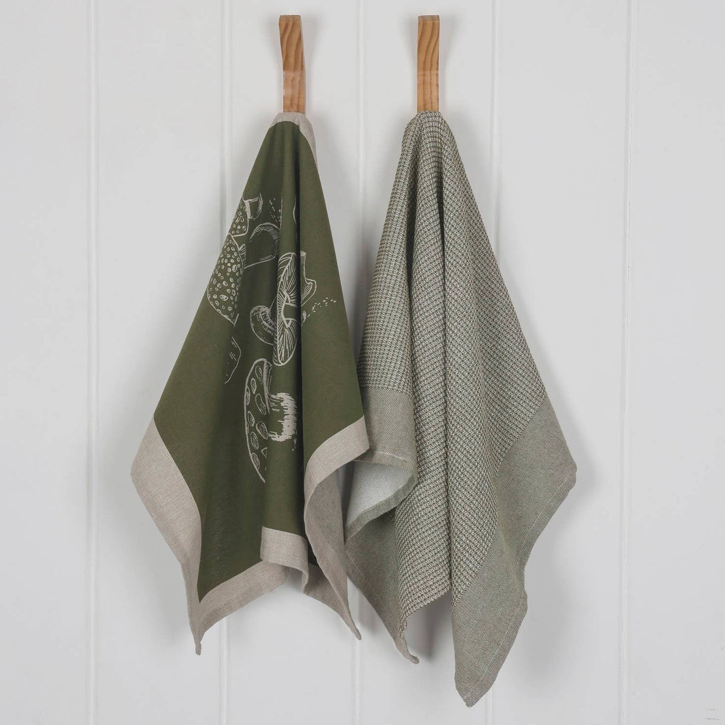 Tea Towel - Mushroom Waffle Towel Green