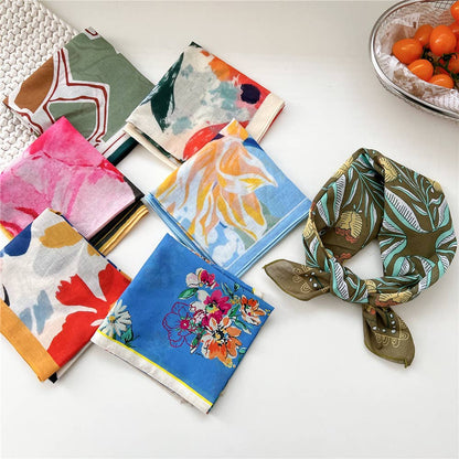 Artistic Wildflower Landscape Print Square Scarf