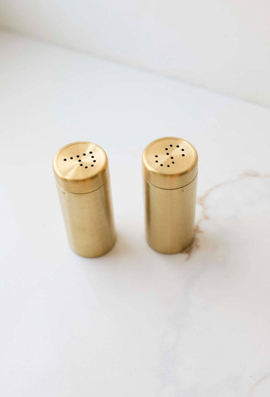 Brass Salt and Pepper Shakers Set