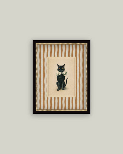 Black Cat on Stripes