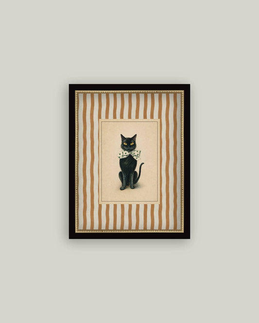 Black Cat on Stripes