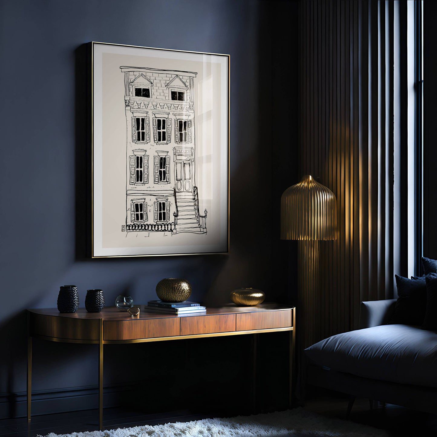 Brownstone Art Print: Minimalist New York Architecture