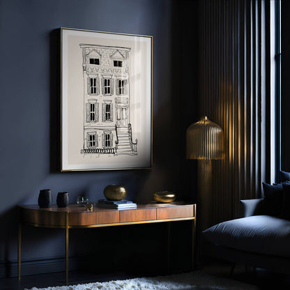 Brownstone Art Print: Minimalist New York Architecture