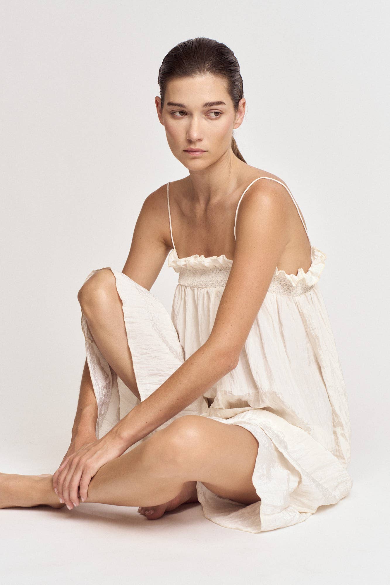 CRINKLE COLUMN DRESS
