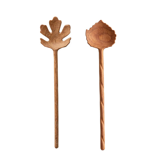 Wood Leaf Spoons, Set of 2