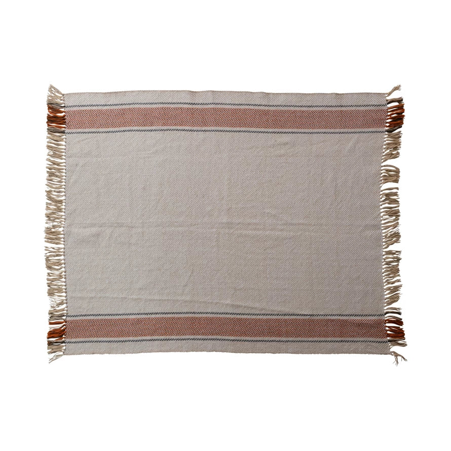 Recycled PET Indoor/Outdoor Throw w/ Fringe