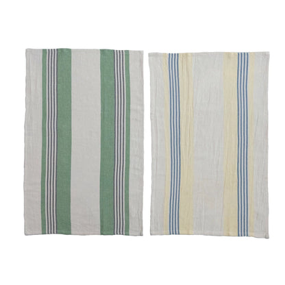 Woven Cotton Tea Towel w/ Stripes, 2 Styles