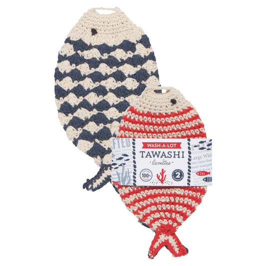 Little Fish Tawashi Crocheted Dishcloth