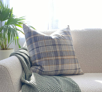 Brown Plaid Throw Pillow Cover, Neutral Beige Pillow | Nolan