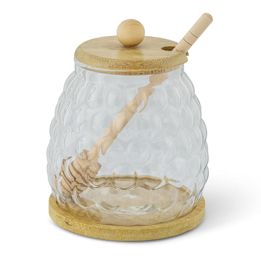 18.5oz Bubble Honey Jar w/ Bamboo Base & Wood Dipper