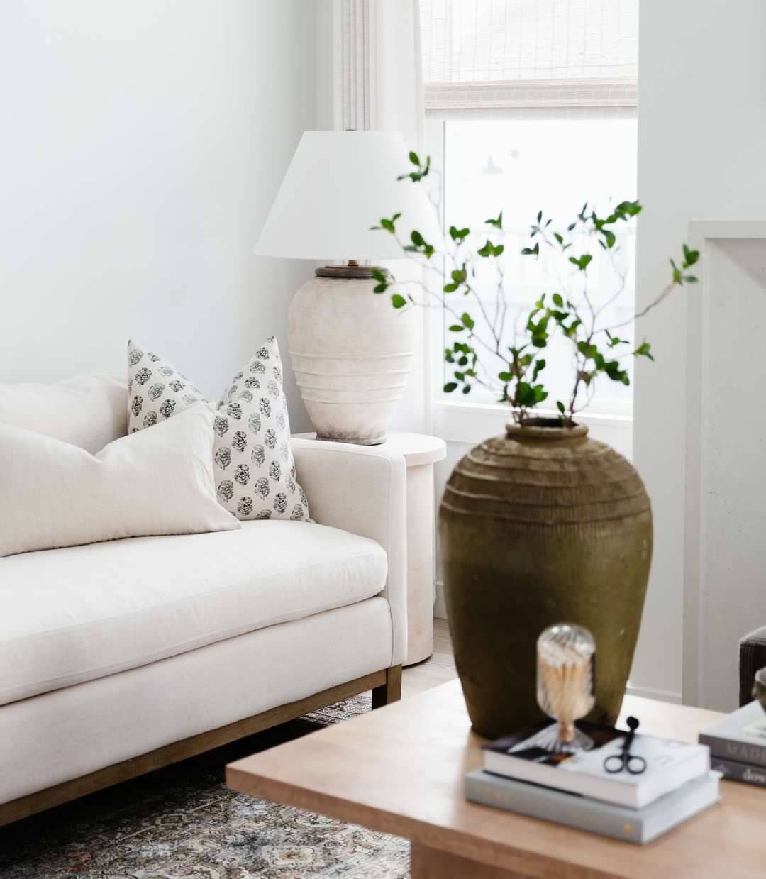 Cream Floral Lumbar Cover, Charcoal Floral Pillow | Chara