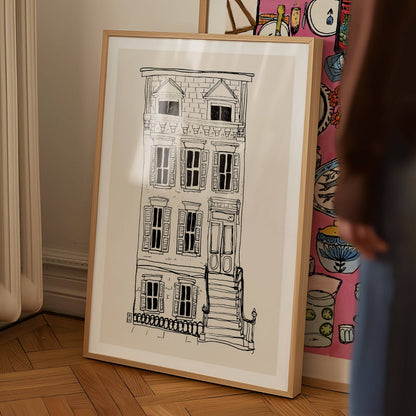 Brownstone Art Print: Minimalist New York Architecture