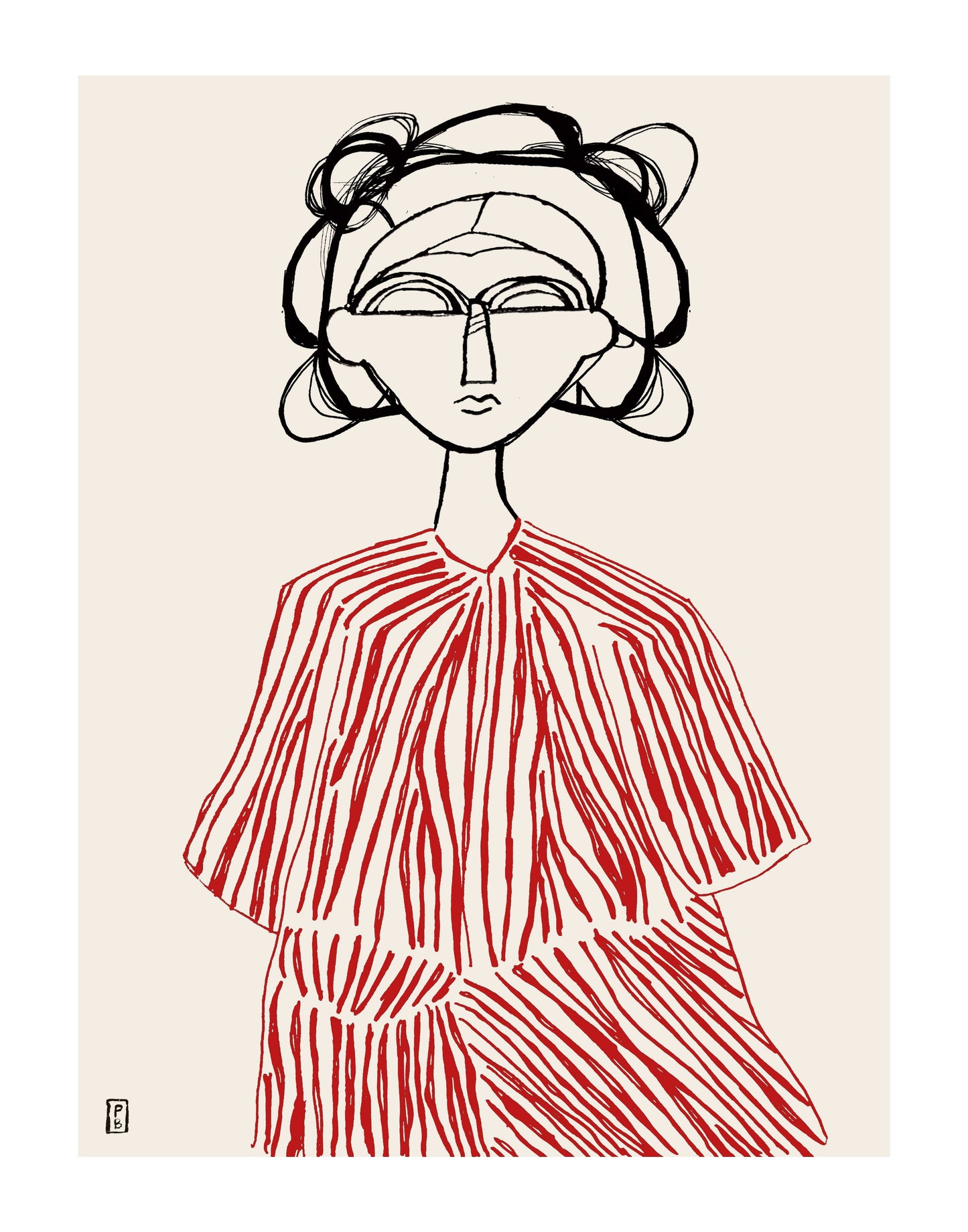 Abstract Portrait Art Print: Minimalist Sketch Illustration