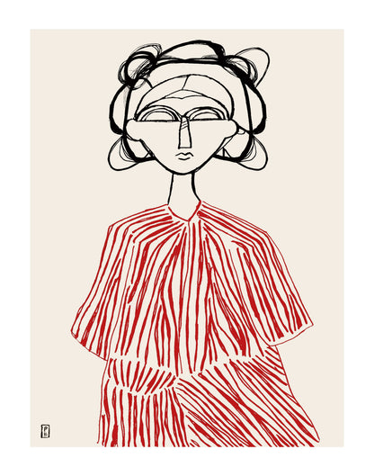 Abstract Portrait Art Print: Minimalist Sketch Illustration