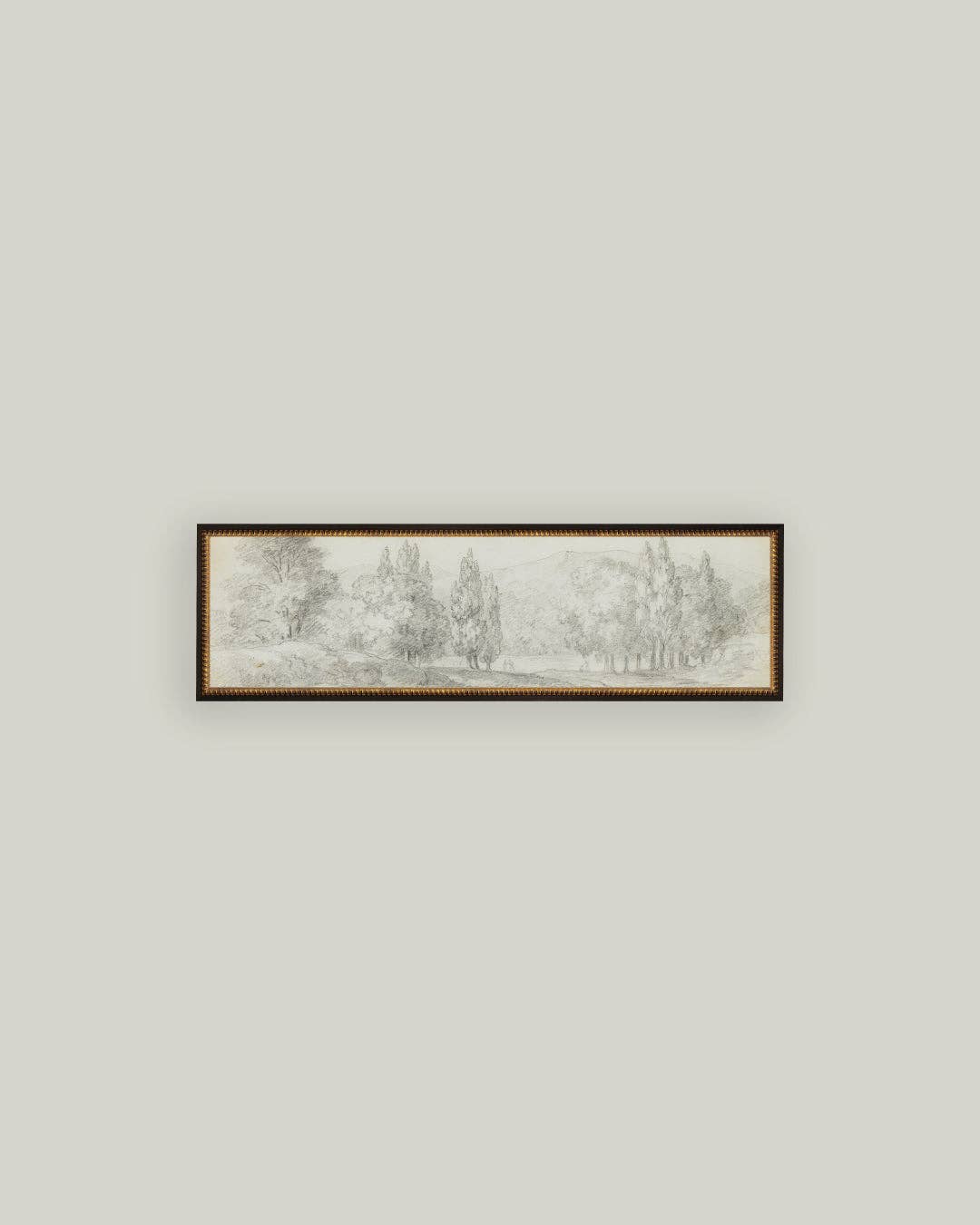 Country Meadow Sketch Framed Antique Art