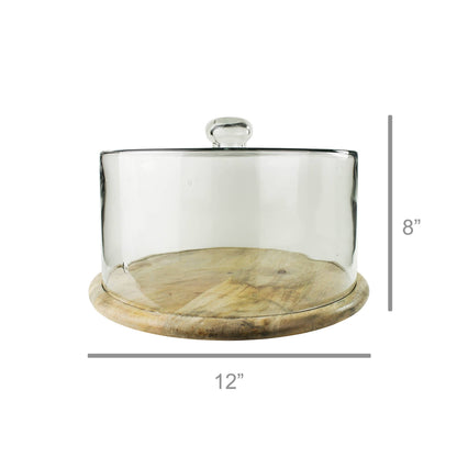 Bodega Cake Cloche, Glass & Wood