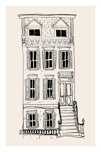 Brownstone Art Print: Minimalist New York Architecture