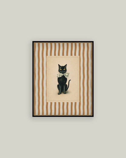 Black Cat on Stripes