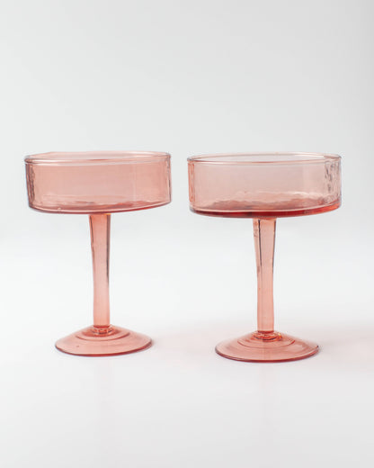 Handblown Hammered Coupe Cocktail Glass