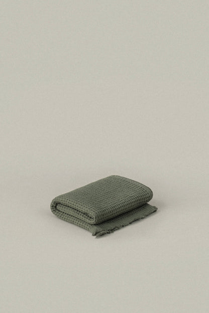 Quick Dry Soft Waffle Cotton Hand Towel | Olive Green