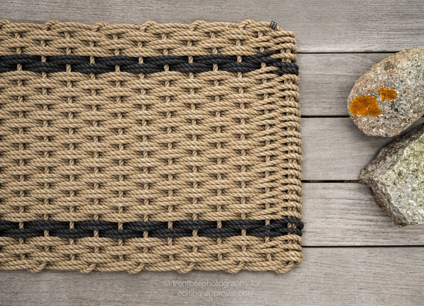 Wheat with 2 Charcoal Stripes Doormat