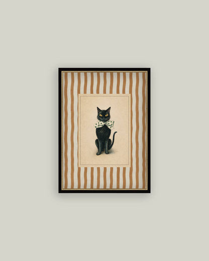 Black Cat on Stripes