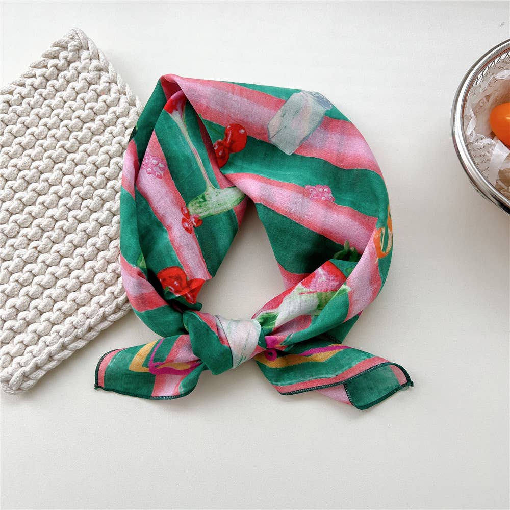 Artistic Wildflower Landscape Print Square Scarf