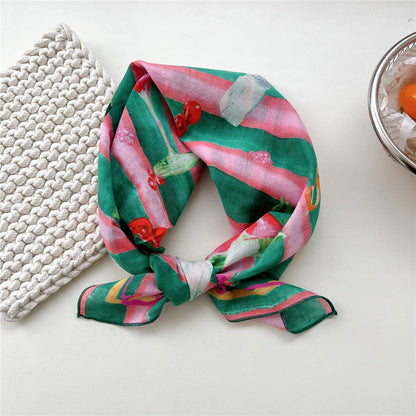 Artistic Wildflower Landscape Print Square Scarf
