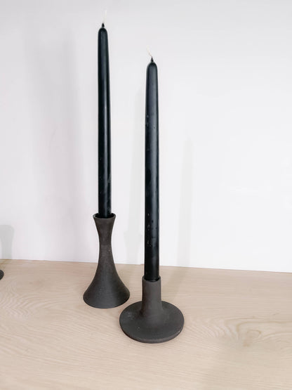 Black Clay Wide Candle Taper Holder