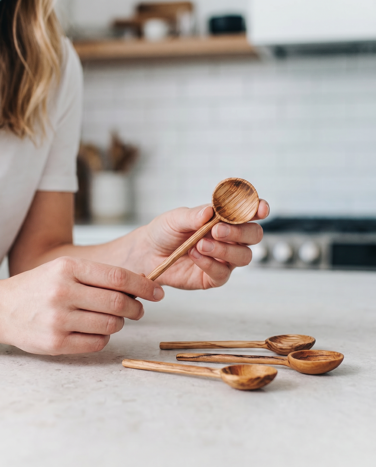 Olive Wood Condiment Spoons | Set of 4