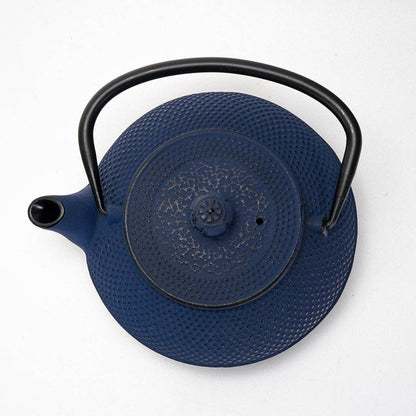 Navy Blue Hobnail Design 27oz Cast Iron Tea Pot (1/8)