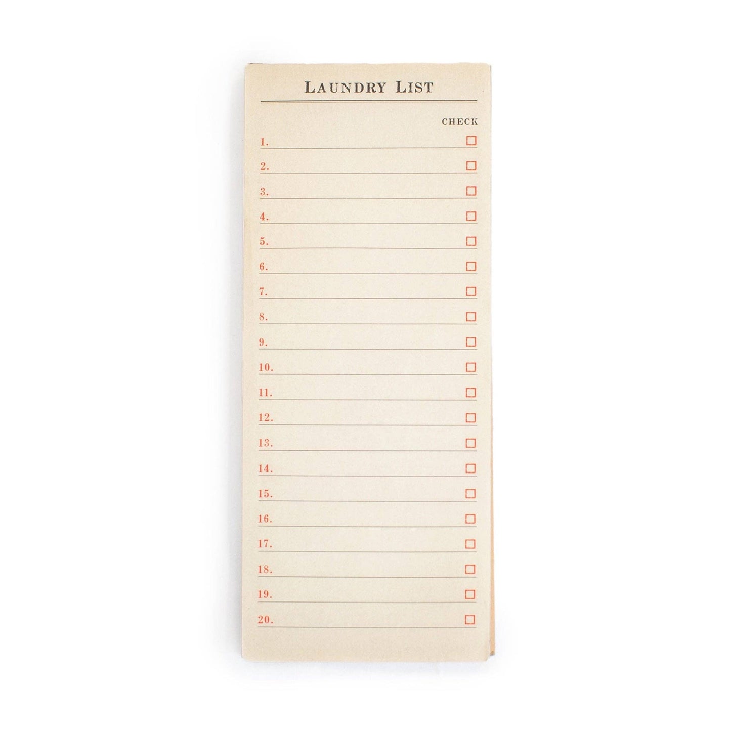 Laundry List Skinny Notepad 4" x 10"