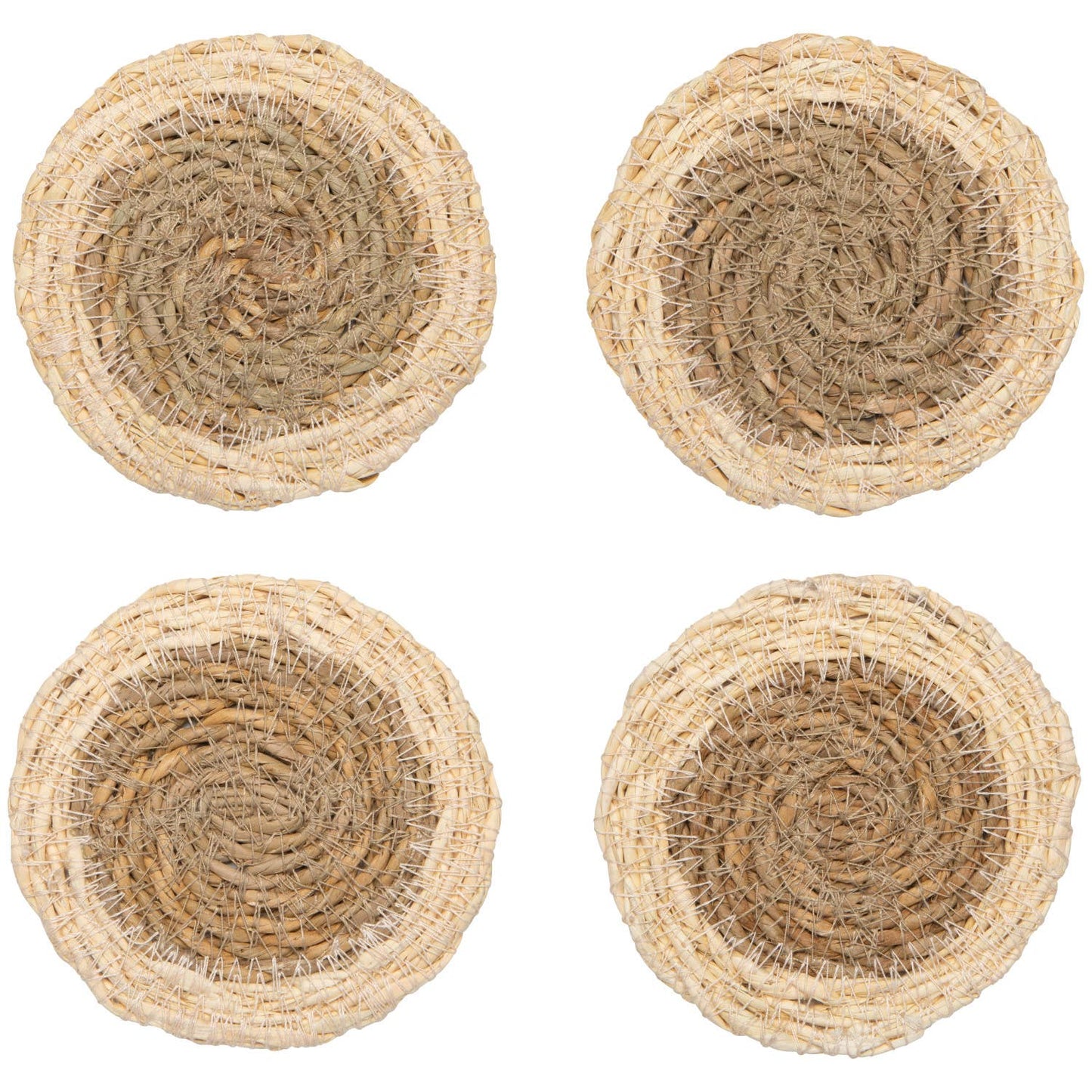 White Border Seagrass Coasters Set of 4