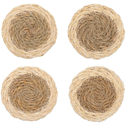 White Border Seagrass Coasters Set of 4