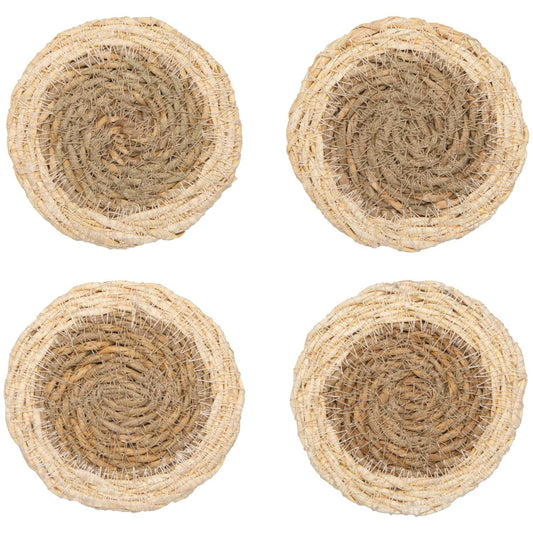 White Border Seagrass Coasters Set of 4