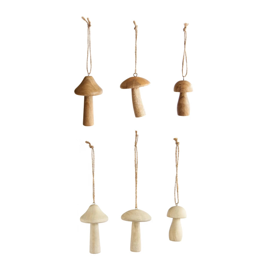 Wood Mushroom Ornament, 6 styles