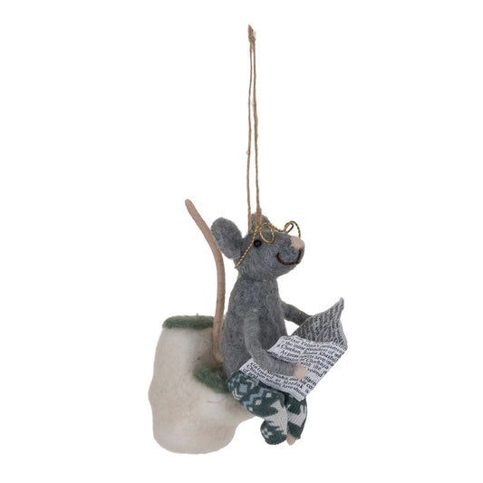 Mouse on Toilet Ornament