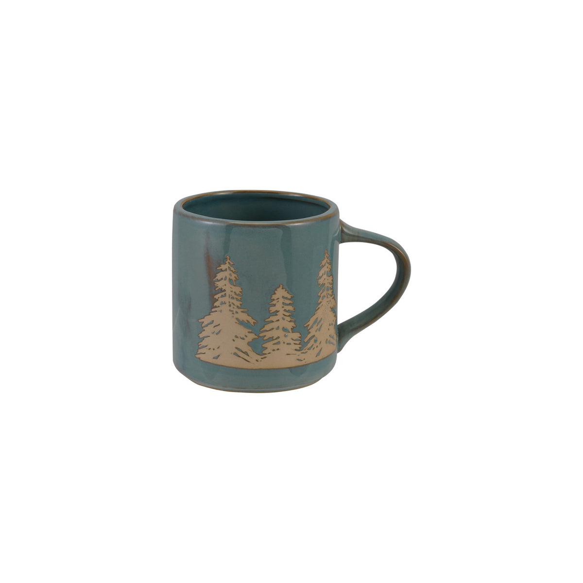 16 oz. Stoneware Mug with Trees, Blue