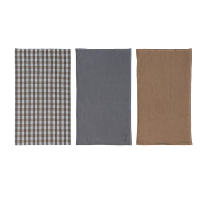 Woven Cotton Waffle Tea Towels, Set of 3