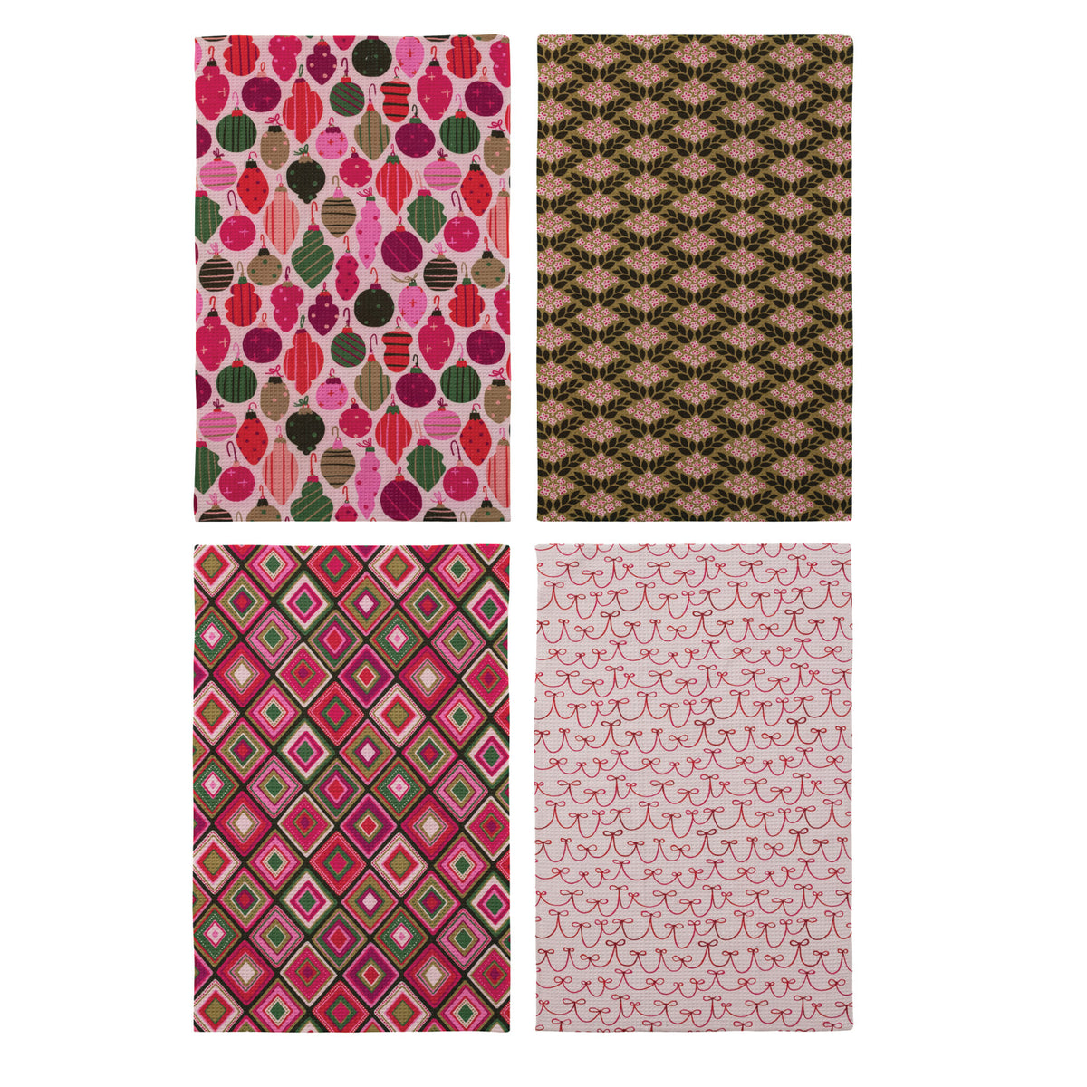 Woven Printed Microfibre Tea Towel with Holiday Pattern, 4 Styles