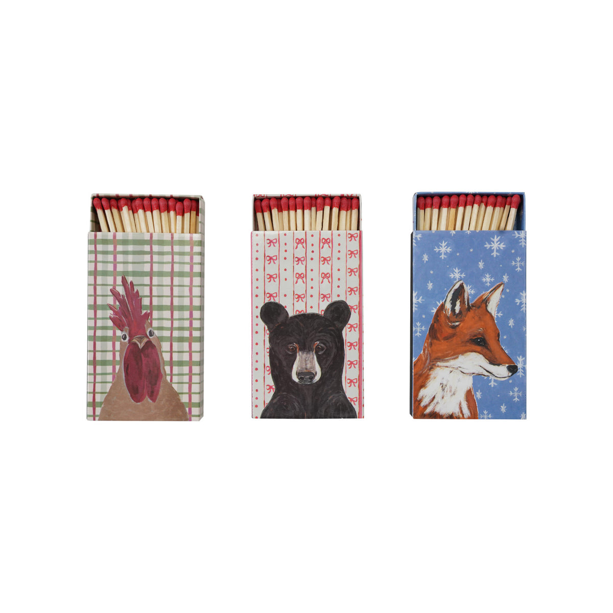 Matchbox with Holiday Pattern & Animal