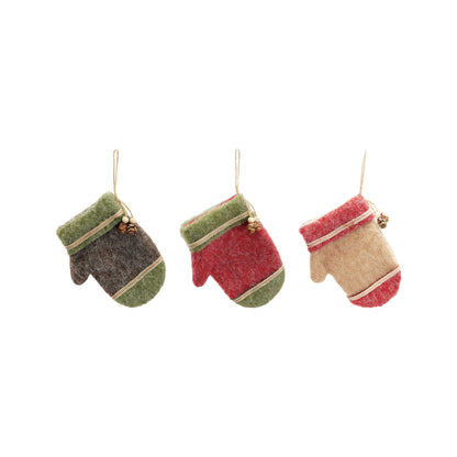 Felt Gloves Ornament with Pinecone