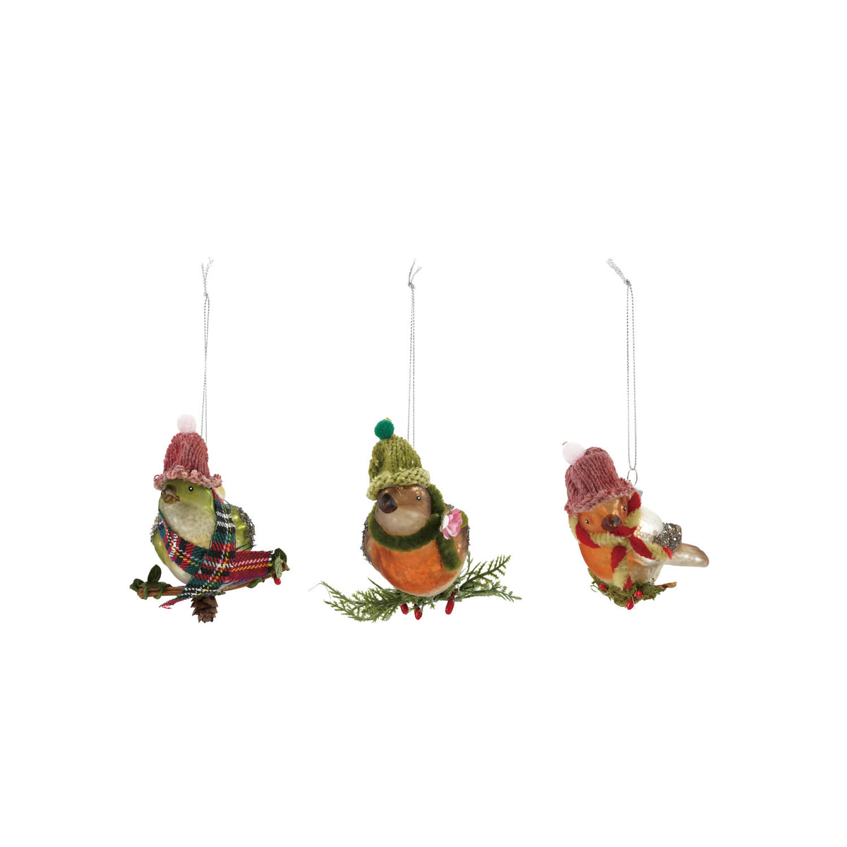 Hand-Painted Glass Bird Ornament