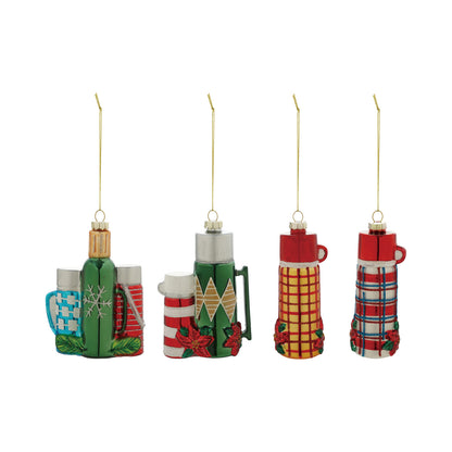 Glass Thermos Ornament with Glitter
