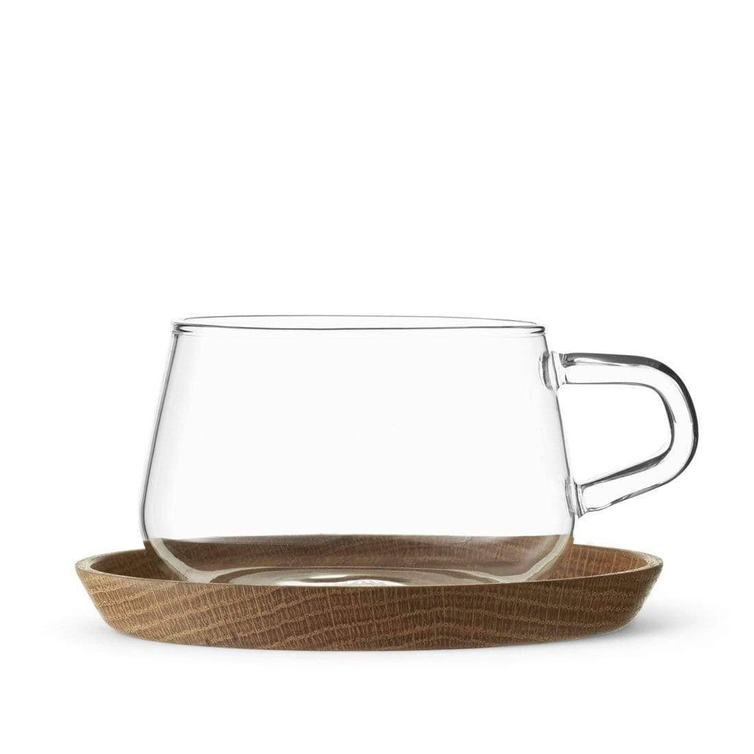 Classic™ Glass Tea / Coffee Cup & Wood Saucer Set