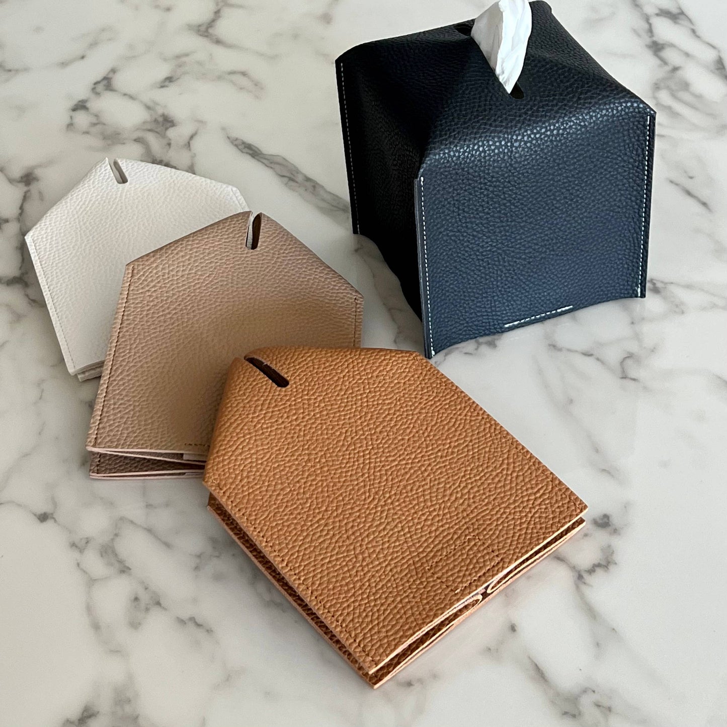 Vegan Leather Tissue Box Cover - Square