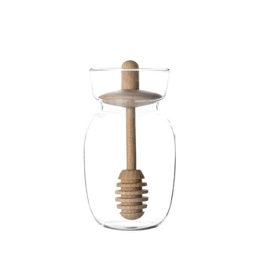 Minima™ Glass Honey Jar w/ Wood Lid / Dipper - 10oz / 0.3L